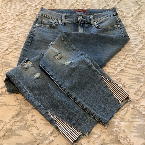7 For All Mankind Denim - 7 for all Mankind Crop Distressed Jean